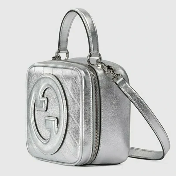 GUCCI Blondie tas met handvat aan de bovenkant - metallic zilver leer