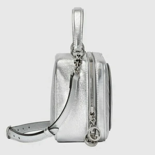 GUCCI Blondie tas met handvat aan de bovenkant - metallic zilver leer