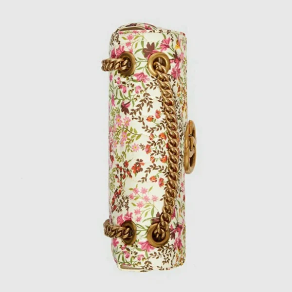 GUCCI GG Marmont kleine schoudertas met bloemen - ivoor en roze katoen
