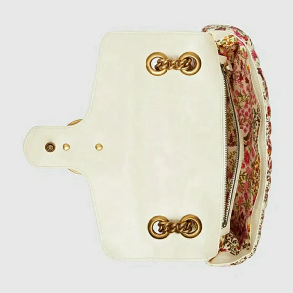 GUCCI GG Marmont kleine schoudertas met bloemen - ivoor en roze katoen