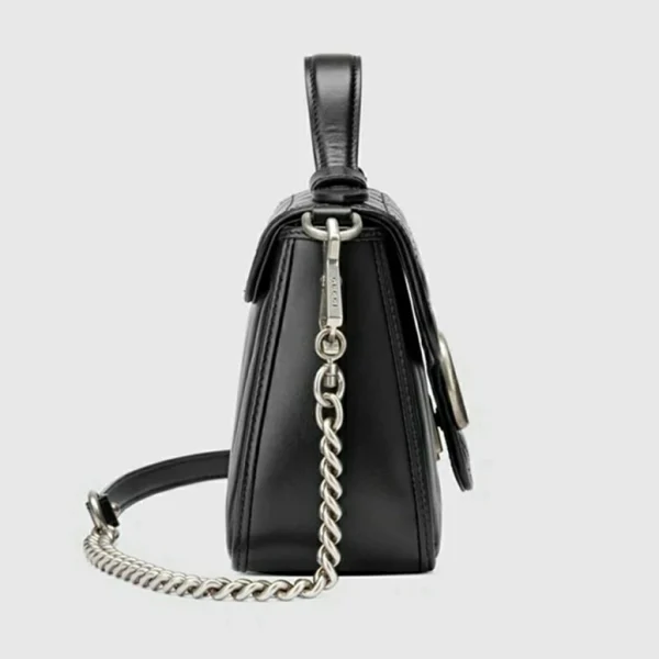 GUCCI GG Marmont mini tas met handvat aan de bovenkant - zwart leer