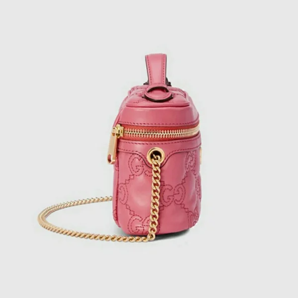 GUCCI GG Matelassé mini tas met handvat aan de bovenkant - roze leer