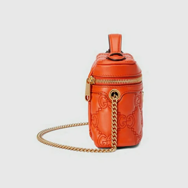GUCCI GG Matelassé mini tas met handvat aan de bovenkant - oranje leer