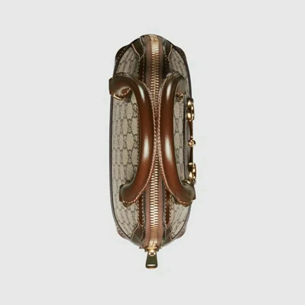 GUCCI Horsebit 1955 mini tas met handvat aan de bovenkant - Gg Supreme en bruin leer