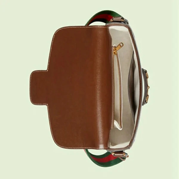 GUCCI Horsebit 1955 schoudertas - Beige en ebbenhout Supreme