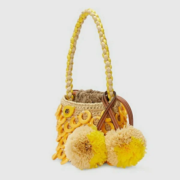 GUCCI Mini tas met handvat aan de bovenkant - natuurlijke gehaakte raffia