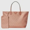 GUCCI Ophidia GG grote draagtas - roze canvas